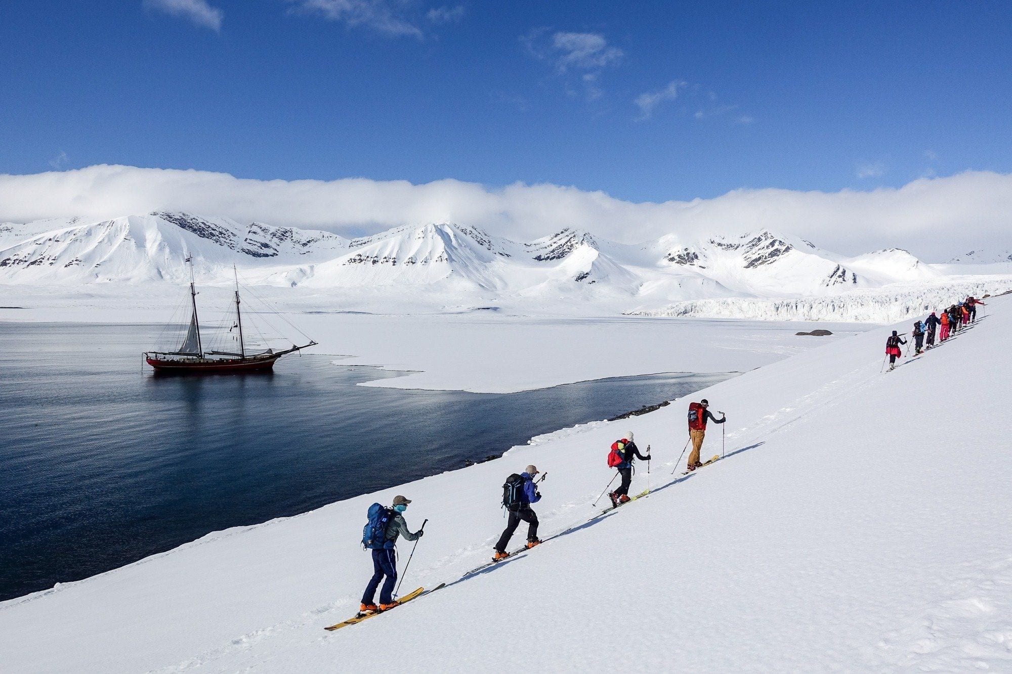 Ski the arctic coastal mountains of Spitsbergen from a yacht